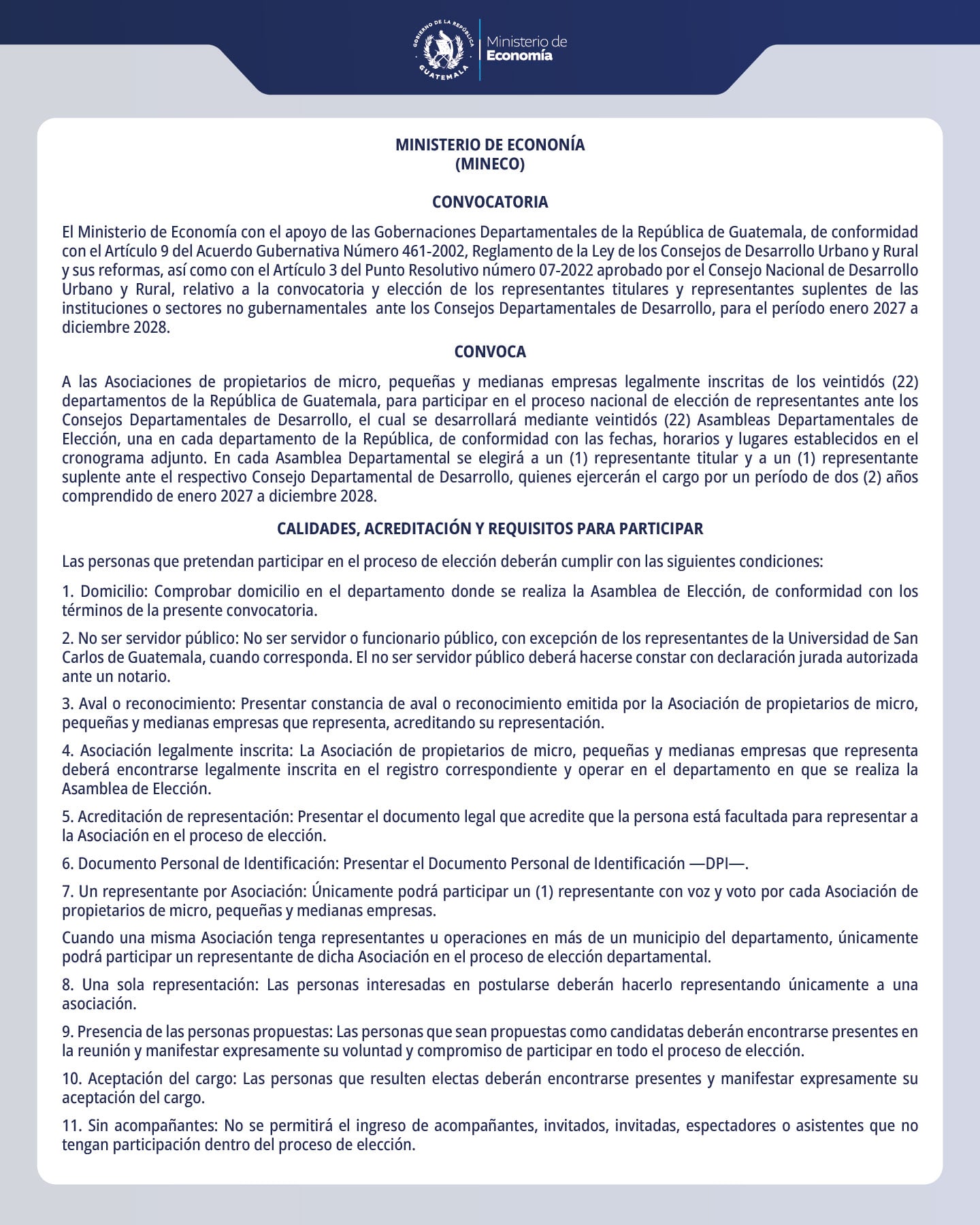 Convocatoria MIPYMES